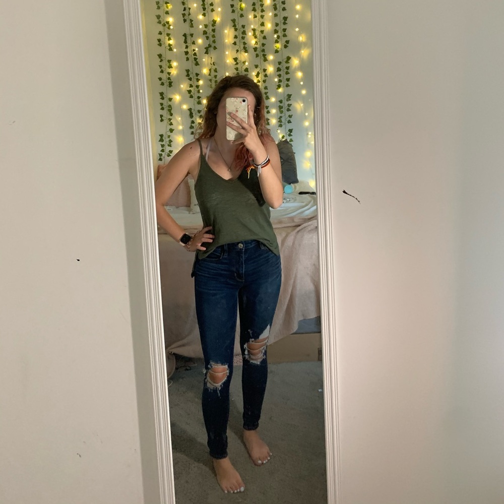 Dark green v-neck tank top